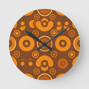 Horloge Ronde Cercles Abstraits Rétro Groovy Motif Années 70 