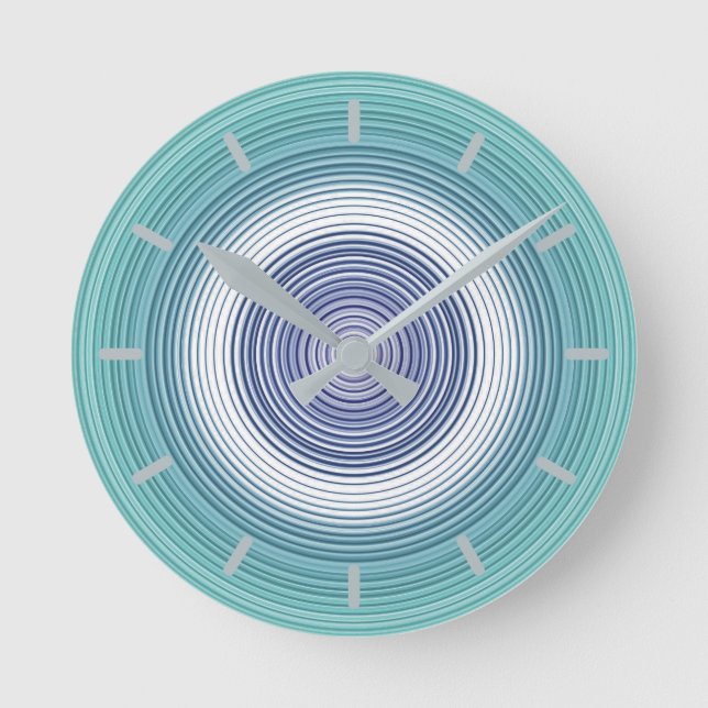 Horloge Ronde Cercles - aqua turquoise turquoise bleu cyan (Recto)