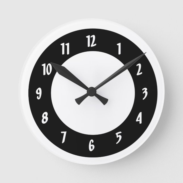Horloge Ronde Cercles blancs et noirs (Recto)