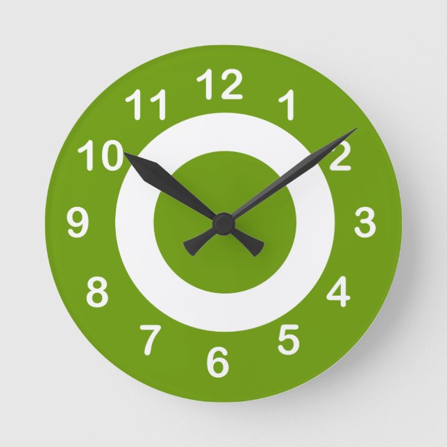 Horloge Ronde Cercles cibles célestes verts et blancs (Recto)