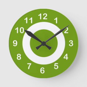 Horloge Ronde Cercles cibles célestes verts et blancs