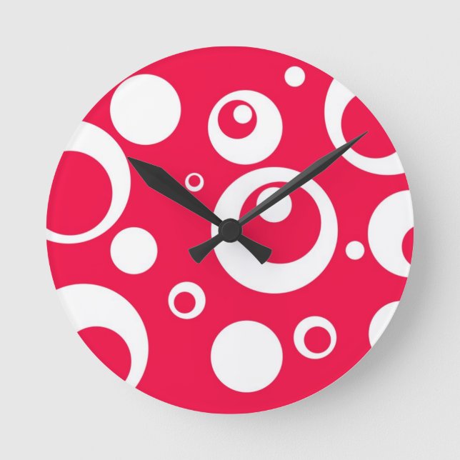 Horloge Ronde Cercles et Points dans le Géranium (Recto)