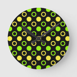 Horloge Ronde Cercles et Pois de citron et de citron vert par ST