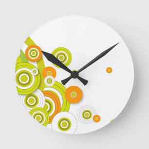 Horloge Ronde Cercles funky sur blanc