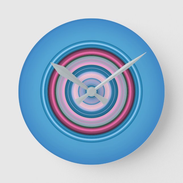 Horloge Ronde Cercles - Rose Bleu (Recto)