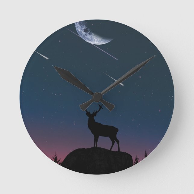 Horloge Ronde cerfs au clair de lune (Recto)