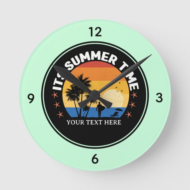 Horloge Ronde C'est la conception de coucher de soleil tropical  (Recto)