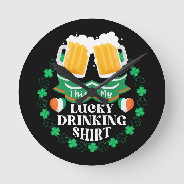 Horloge Ronde C'est ma Saint-Patrick de bière chanceuse (Recto)