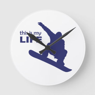 Horloge Ronde C'Est Ma Vie (Snowboard)