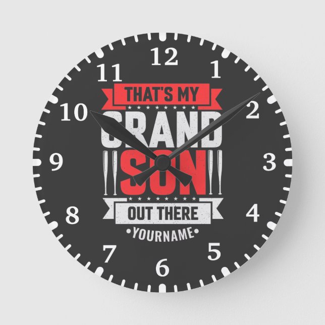 Horloge Ronde C'est mon petit-fils là-bas Baseball (Recto)