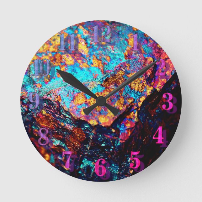 Horloge Ronde Chalcopyrite minérale pierre de cristal (Recto)