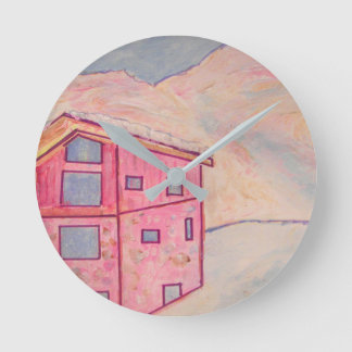 Horloge Ronde Chalet Snow
