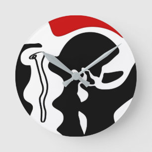 Horloge Ronde Chambre de décalage : Noir, Blanc et Rouge Abstrai