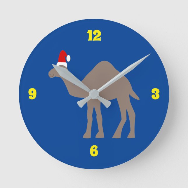 Horloge Ronde Chameau de Noël mignon (Recto)
