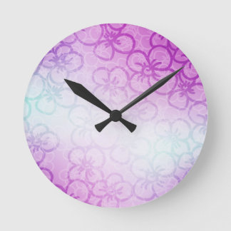Horloge Ronde Champ De Fleur - Violet