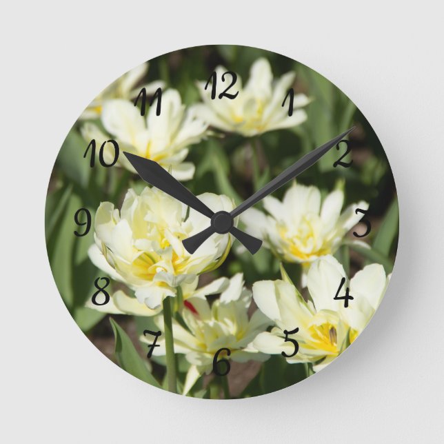 Horloge Ronde Champ de tulipes blanches (Recto)