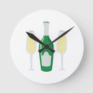 Horloge Ronde Champagne Glasses
