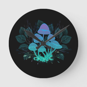 Horloge Ronde Champignons dans les buissons