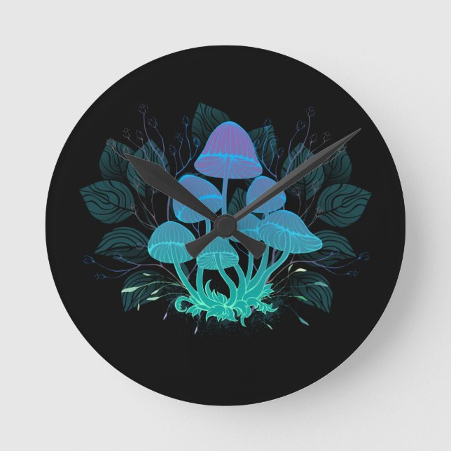 Horloge Ronde Champignons dans les buissons (Recto)