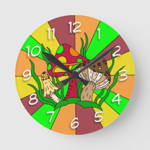 Horloge Ronde Champignons magiques rétro