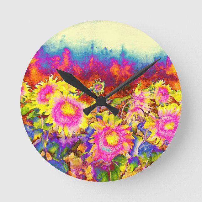 Horloge Ronde Champs de tournesol (Recto)