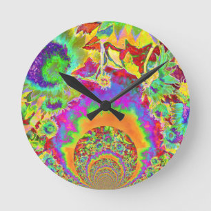 Horloge Ronde Champs de tournesol pour toujours - orange