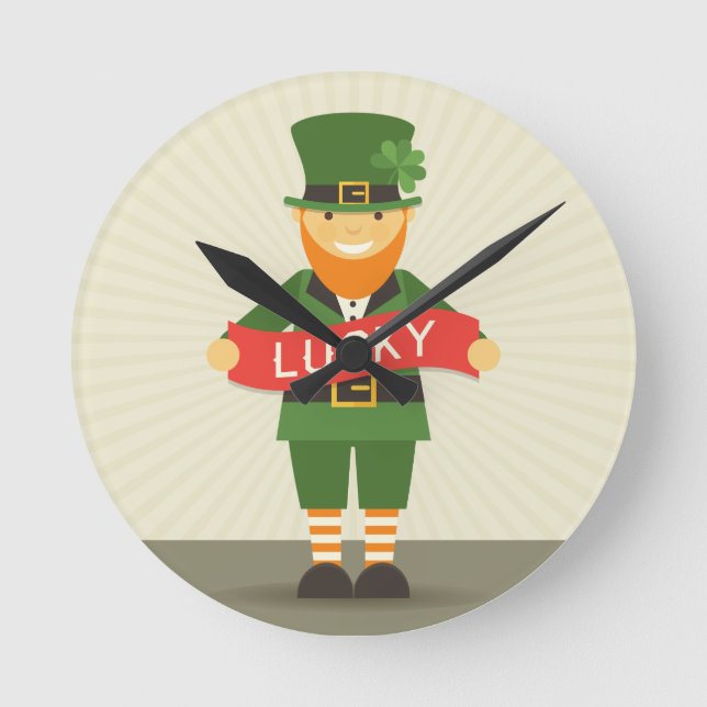 Horloge Ronde chanceux leprechaun (Recto)
