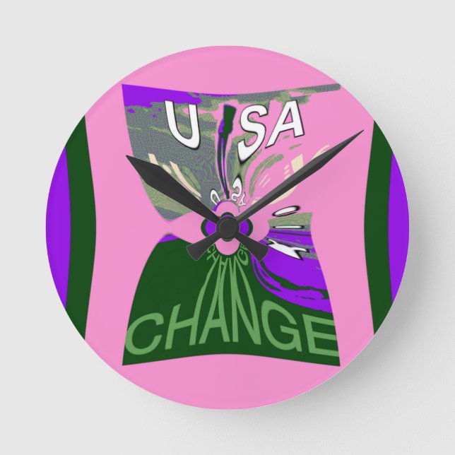 Horloge Ronde Changement rose Hillary Etats-Unis nous sommes (Recto)