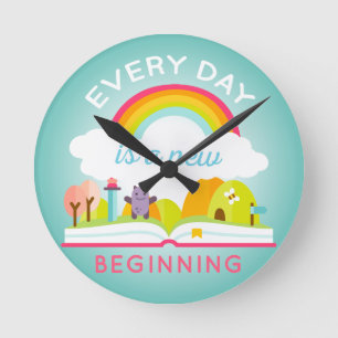 Horloge Ronde Chaque jour est un nouveau début mignon arc en cie