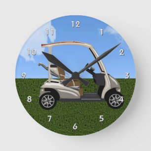 Horloge Ronde chariot de golf 3D sur l'herbe