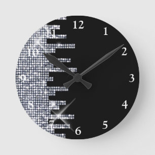 Horloge Ronde Charme noir/argenté scintillant