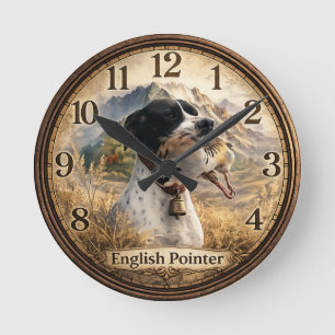 Horloge Ronde Chasse au Pointer Anglais ,Perdrix Chukar