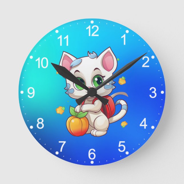 Horloge Ronde Chat À L'École-85241 (Recto)