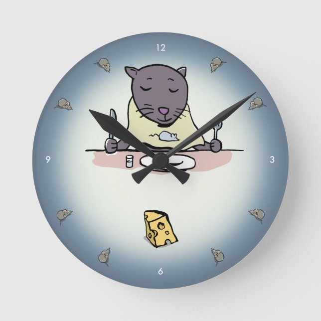 Horloge Ronde chat affamé (Recto)