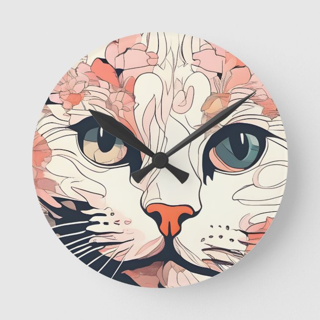 Horloge Ronde Chat Artistique (Recto)