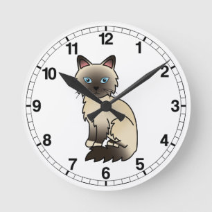 Horloge Ronde Chat Birman / Ragdoll au point de phoque