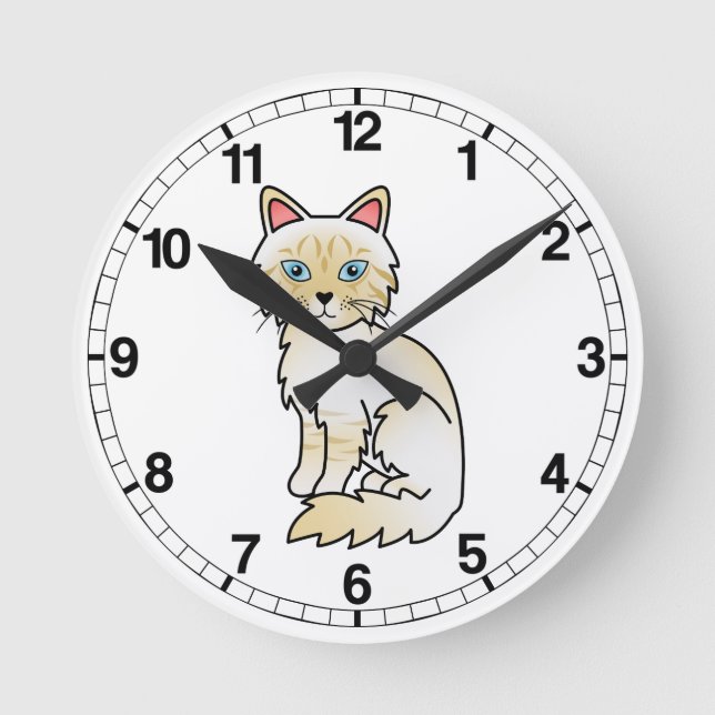 Horloge Ronde Chat Birman / Ragdoll au tabby crème pointe (Recto)