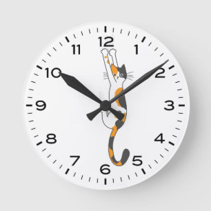 Horloge Ronde Chat Calico Drôle Accroché