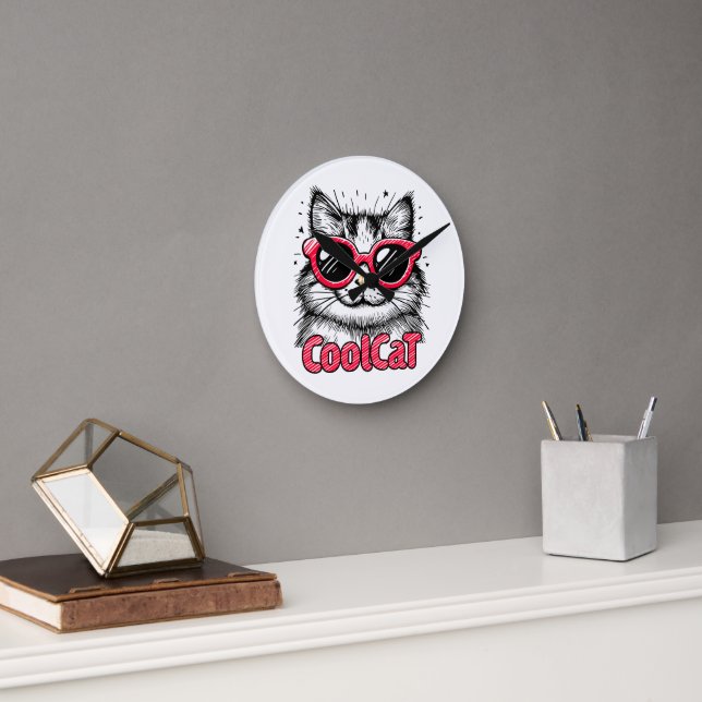 Horloge Ronde Chat Cool 1 (Bureau)