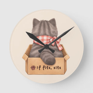 Horloge Ronde Chat dans la boîte