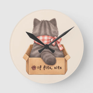 Horloge Ronde Chat dans la boîte
