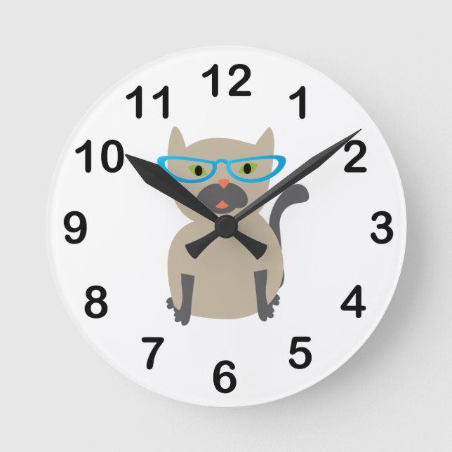 Horloge Ronde Chat dans les lunettes (Recto)