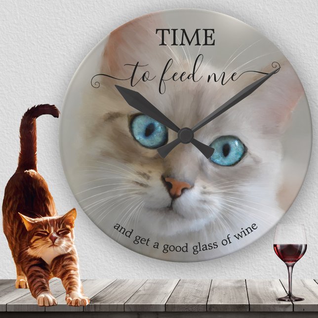Horloge Ronde Chat d'art fin drôle  (Créateur téléchargé)