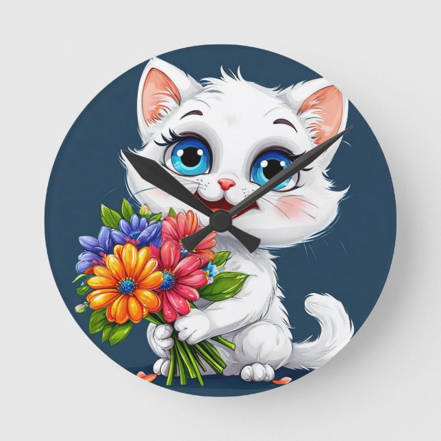 Horloge Ronde Chat de dessin animé adorable (Recto)