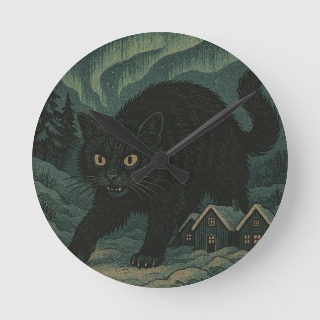 Horloge Ronde Chat de Noël islandais Yule (Recto)