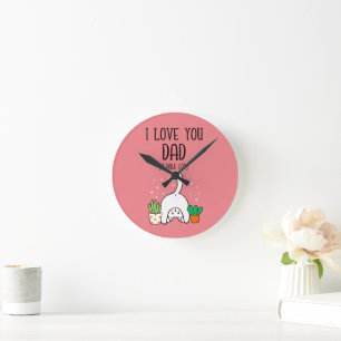 Horloge Ronde Chat Drôle Je T'Aime Papa Un Trou Beaucoup