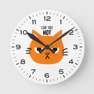 Horloge Ronde Chat Drôle Ne Peux-Tu Pas Orange Chat