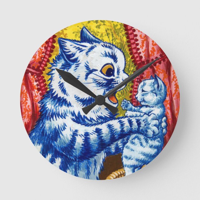 Horloge Ronde Chat et ses chatons (Recto)