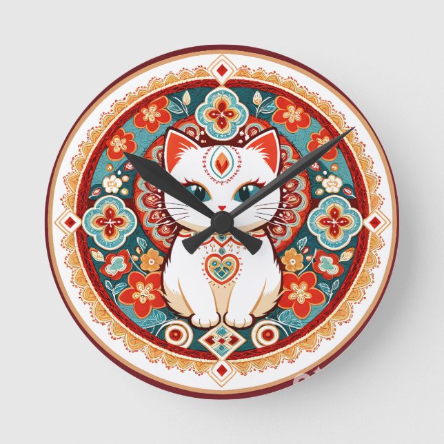 Horloge Ronde Chat Félin (Recto)