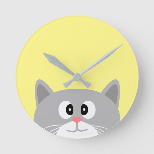 Horloge Ronde Chat gris (Recto)